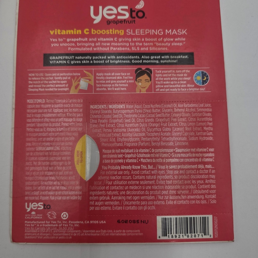 Yes To Tomatoes & Grapefruit Face Mask Bundle 4 Pack DIY Clay & Sleeping Mask - Picture 3 of 4